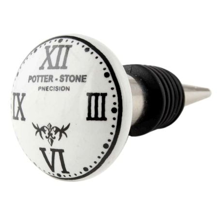 Potter Stone White Flat Ceramic Wine Bottle Stopper
